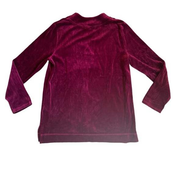 Talbots Womens Size Large Velour Velvet V-Neck Pullover Burgundy Soft Comfy - Picture 3 of 7